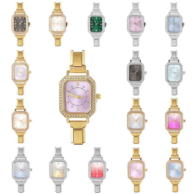 Y2K Fashion Women's Stainless Steel Square Shiny Watch DIY Bracelet for Party & Gift