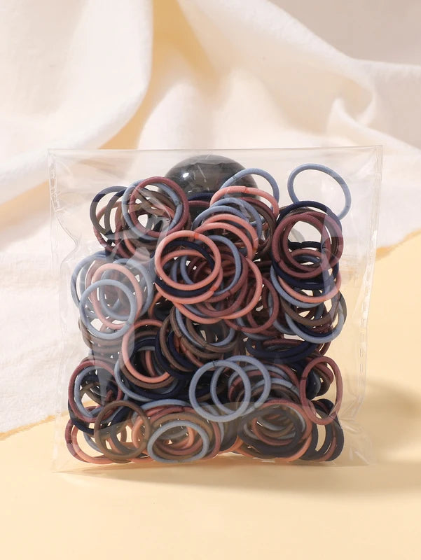 100 Pcs Colorful Nylon Rubber Hair Ties - Elastic Band for Baby Girls & Kids