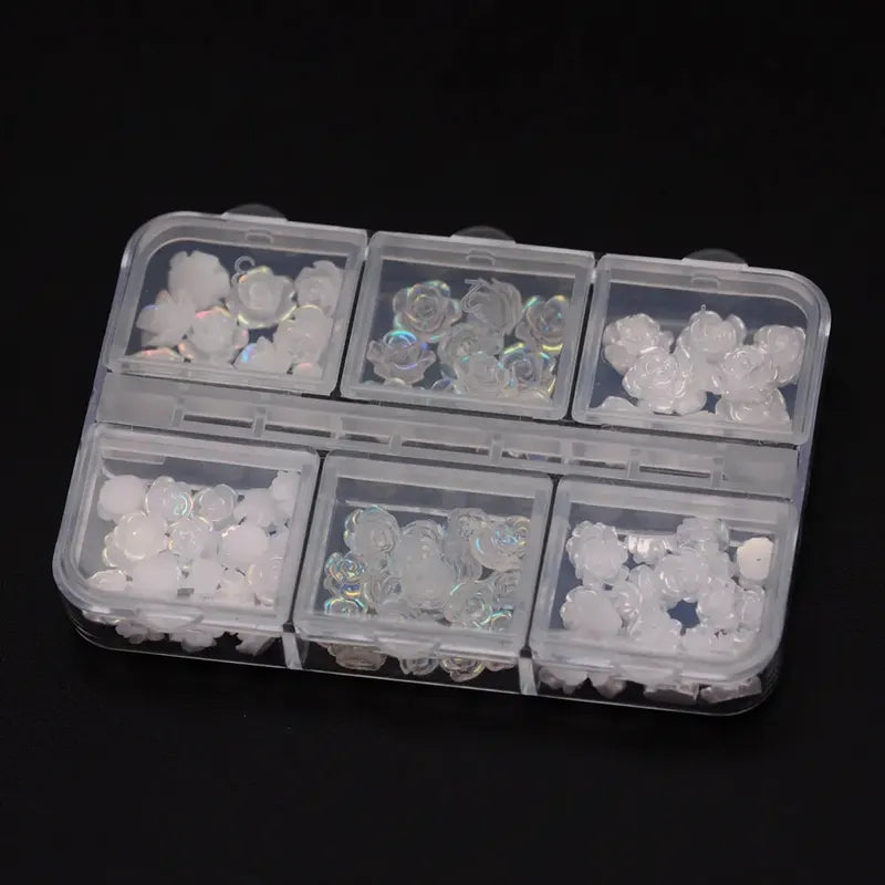3D Nail Art Charms Rhinestones Set - Acrylic Flowers for Manicure & DIY Crafts
