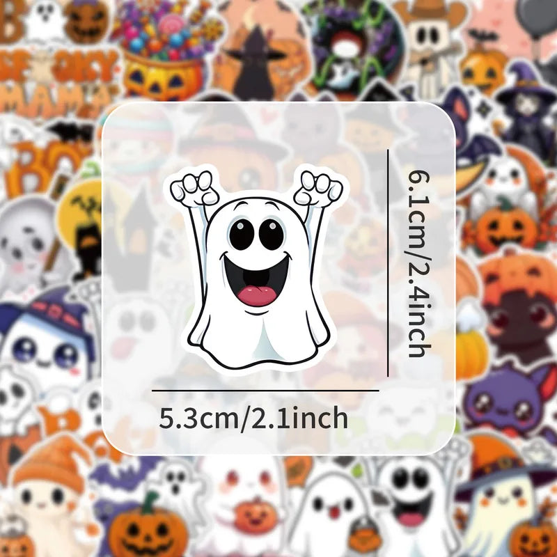 50-Piece Halloween Sticker Set - Decorative Decals for Notebooks & Phone Cases