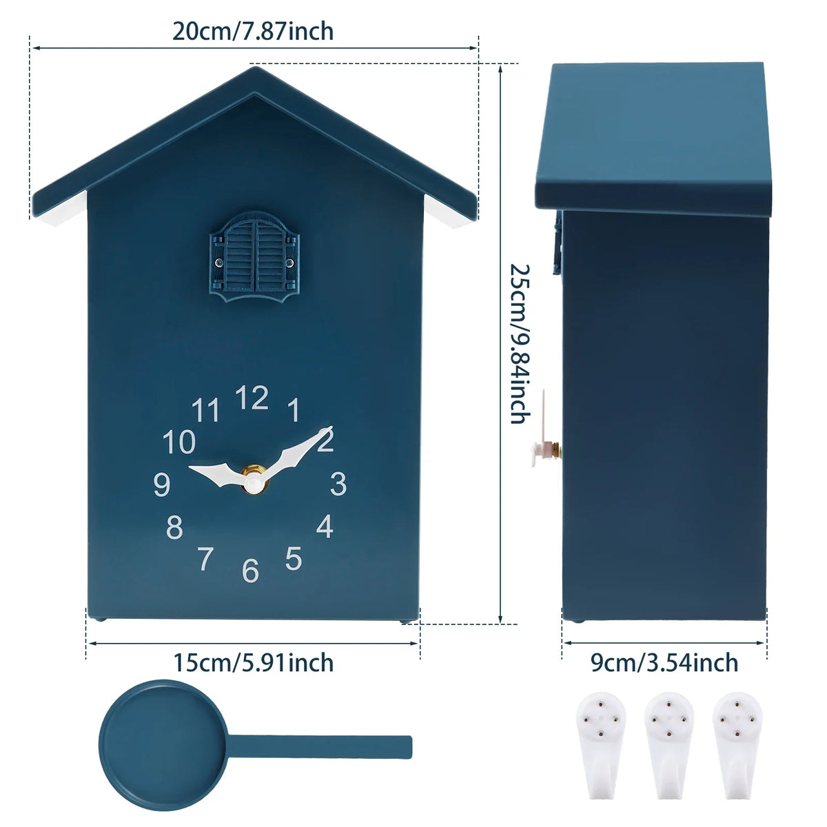 Modern Bird Wall Clock - Cuckoo Sound, Minimalist Design, 25x20cm