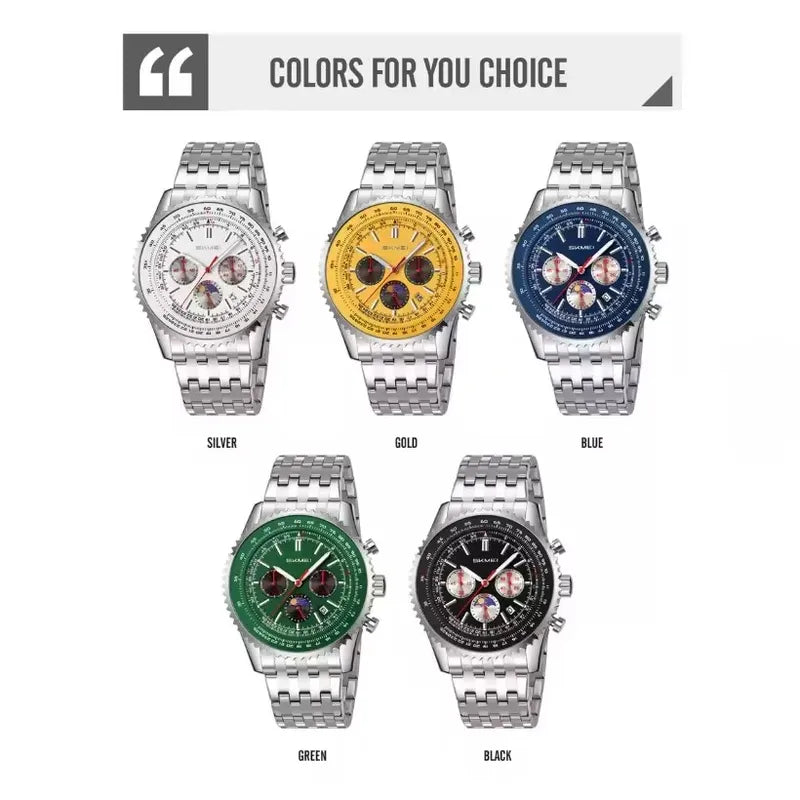 Luxury Men's Moon Phase Waterproof Chronograph Watch - Business Style