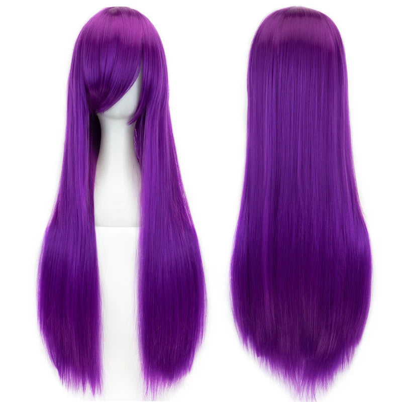 Synthetic Colorful Cosplay Wig 80cm Straight Violet & Purple Hair