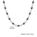 Men's Pearl Necklace Beaded Jewelry Natural Hematite Stainless Steel Gift