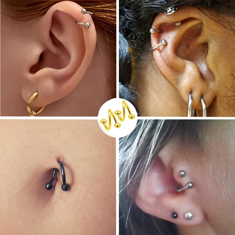 Spiral Earrings for Women - Tragus Rook Cartilage Nose Hoop Piercing Jewelry
