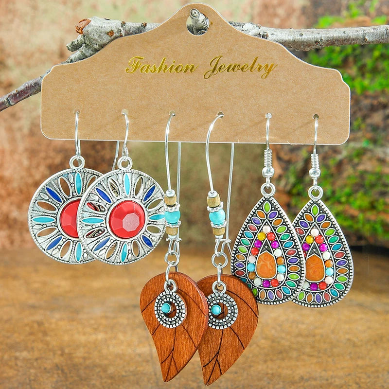 Boho Style Women's Geometric Dangle Earrings - Multi-Style Party Jewelry