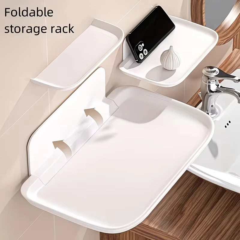 Foldable Wall-Mounted Shelf Organizer Space Saver with Phone & Router Tray
