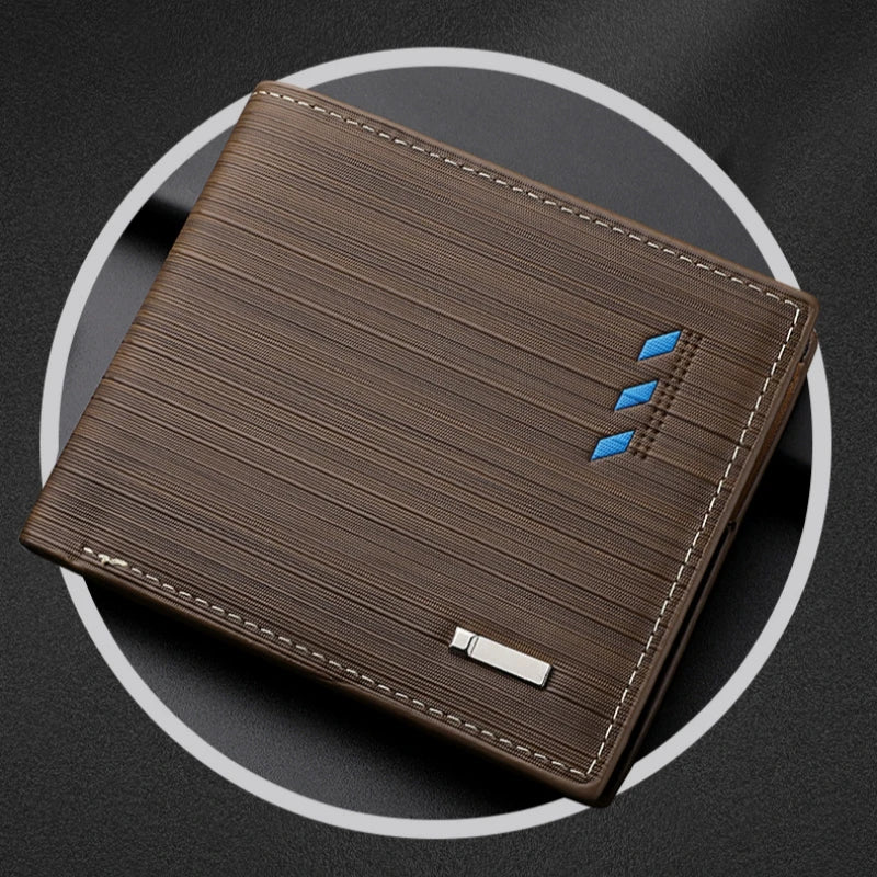 Men's Stripe Wallet with Multi-Function Card Holder & Money Clip - Leather Coin Purse
