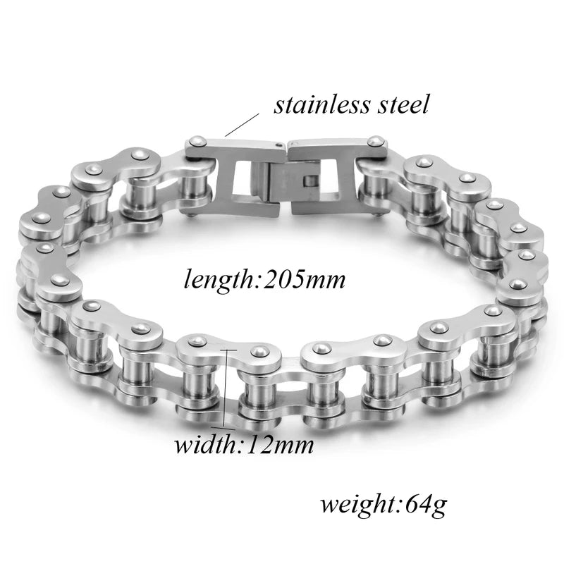Men's Bicycle Chain Bracelet - Stainless Steel Punk Rock Biker Jewelry