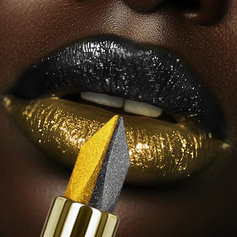 Metallic Finish Two-Tone Lipstick - Long-Lasting Hydrating Lip Tint for Women