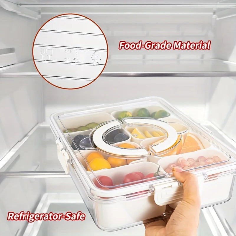 4-Grid Snack Container with Lid - Portable Food Storage & Organizer