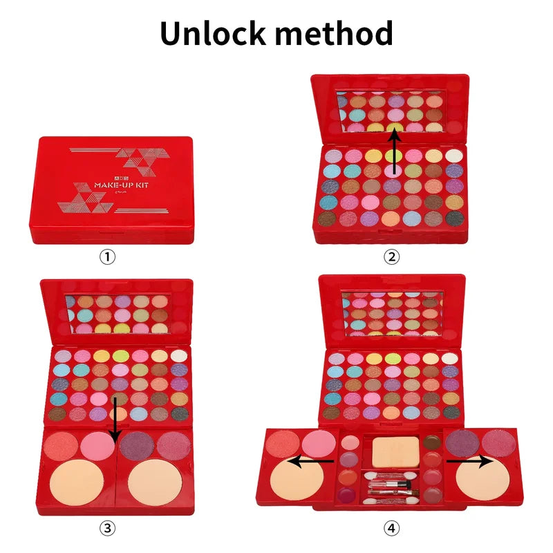 Full Makeup Kit for Women 49-Color Face Lip Eye Shadow Highlighter Brush Set