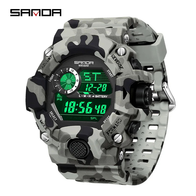 Digital Sports Men's Waterproof Watch with Shockproof Stopwatch and Military Style
