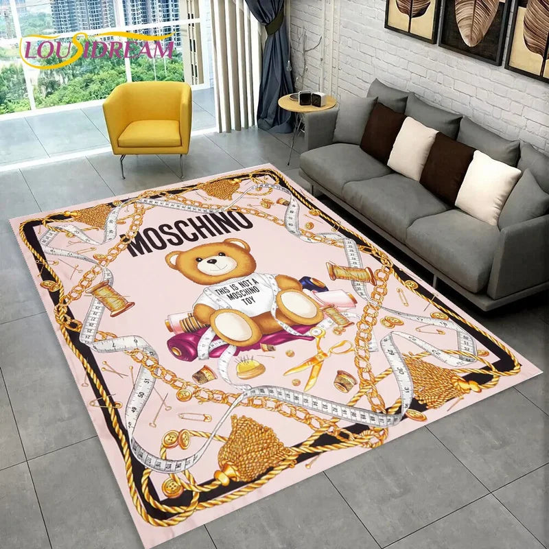 3D Cartoon Toy Bear Area Rug for Living Room and Bedroom - Non-Slip Carpet