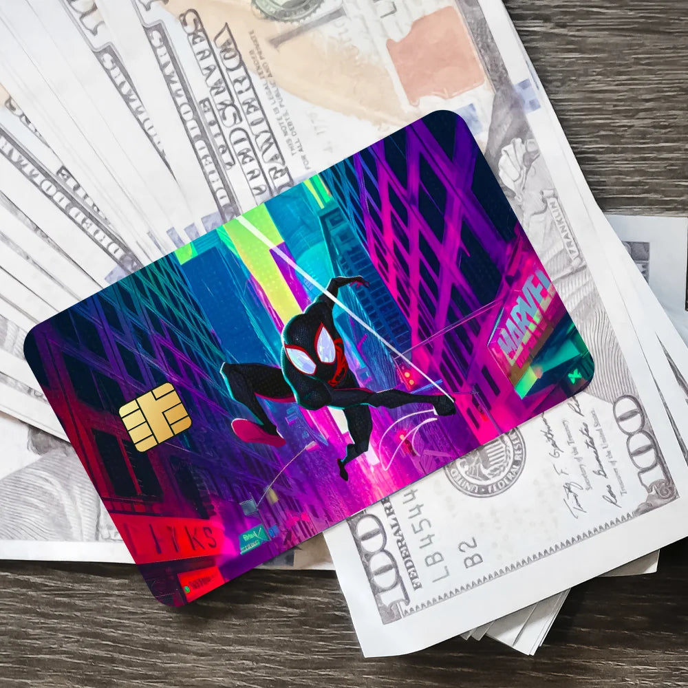 Waterproof Scratch-Resistant Card Stickers Set - 4PCS Decorative Hero Man Across Verse
