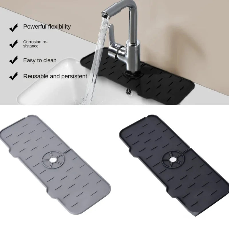 Foldable Silicone Sink Drainer Mat Waterproof Countertop Protector Kitchen Faucet Splash Guard