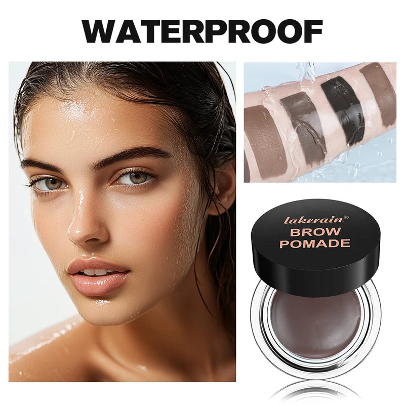 Waterproof Long-Lasting Brow Pomade with Dual Brush for Natural Eyebrow Makeup
