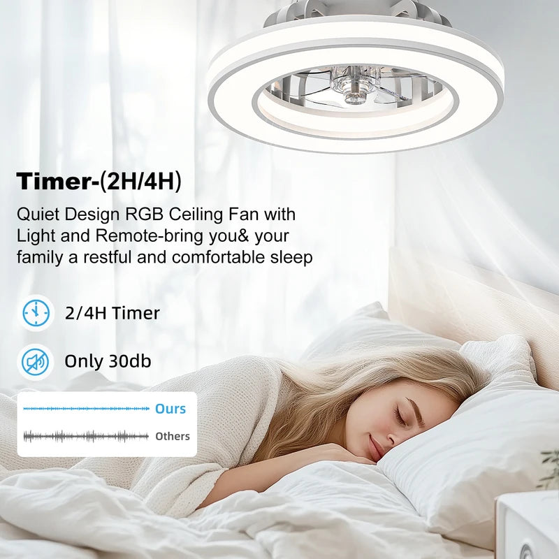 16 Inch LED Ceiling Fan with Remote Control & Dimming for Living Room Bedroom