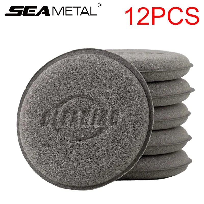 12Pcs Car Waxing Polishing Foam Sponges - High Density Round Applicator Pads