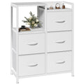 Fabric Drawer Chest with Raised Shelf Metal Frame Storage Tower for Bedroom Closet