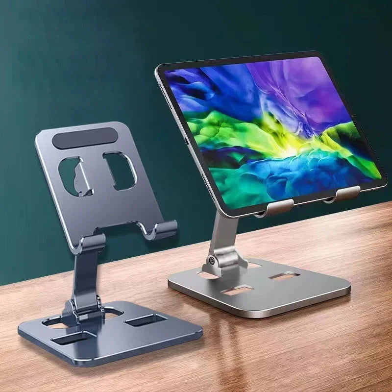 Adjustable Aluminum Tablet & Phone Holder Stand - Foldable Desktop Mount for iPad and Smartphones