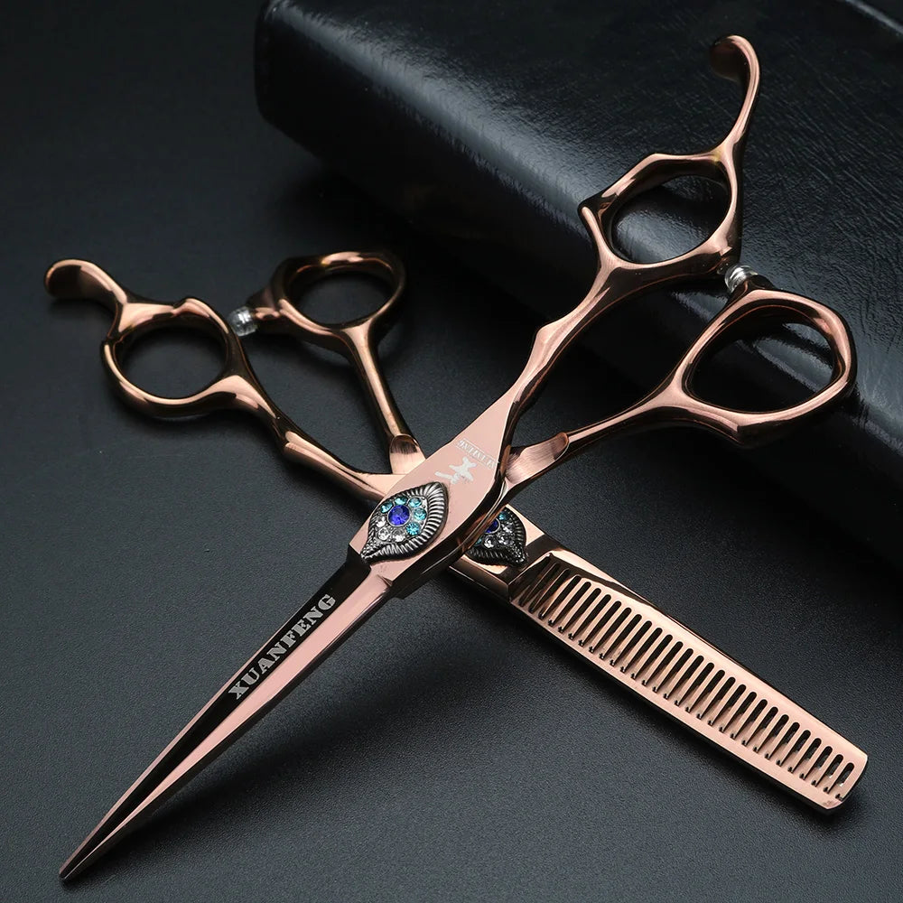 Professional 6-Inch Peacock Hair Cutting Scissors - Thinning & Styling Shears