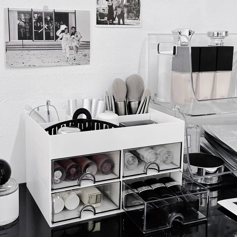 Multi-Functional Desktop Storage Box with Drawers for Office, Makeup & Vanity