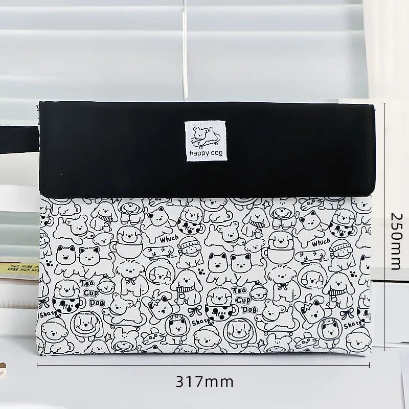 Large Capacity Student File Bag Stationery Organizer with Zipper & Double Layers