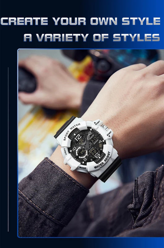 Digital Military Sports Watch for Men Waterproof Shock-Resistant Electronic Wristwatch
