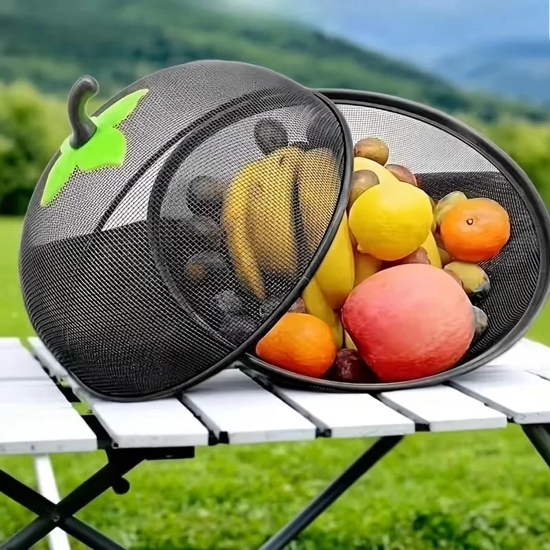 Metal Fruit Basket with Mesh Cover - Kitchen Storage Rack, Moisture Resistant