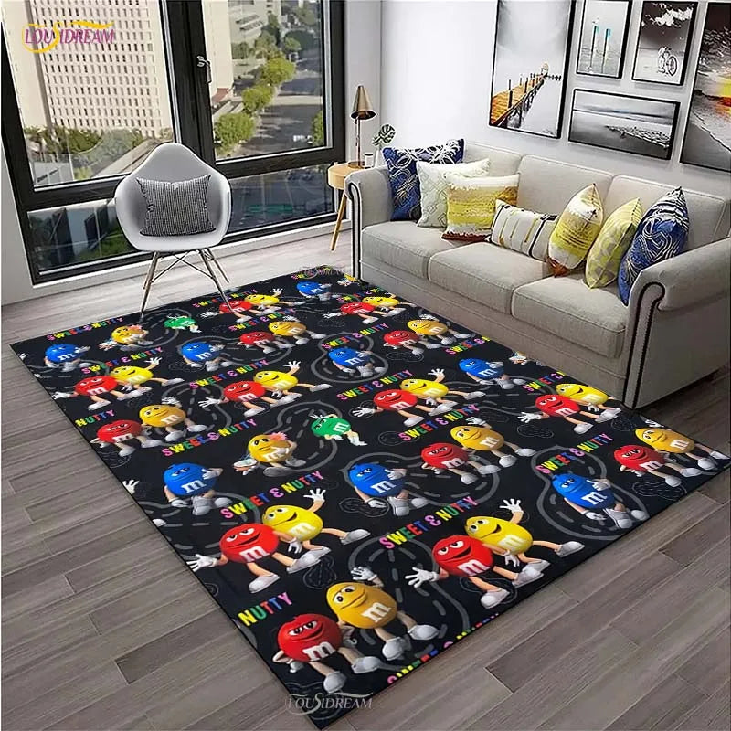 Kawaii Cartoon Carpet for Living Room Bedroom Yoga Area Rug Floor Mat Non-Slip Decor