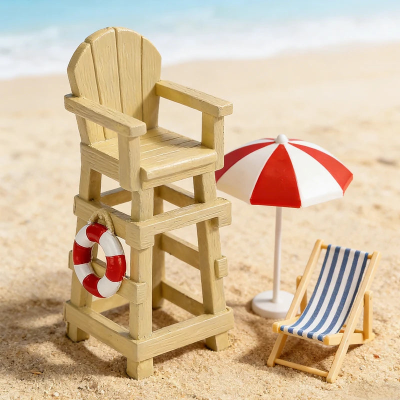 Summer Beach Garden Sculpture Set - Ocean Model Ornaments for DIY Home Decor