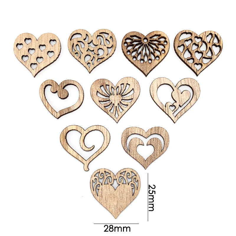 50pcs Heart Wooden Hanging Decorations Love Wedding Party Home Decor