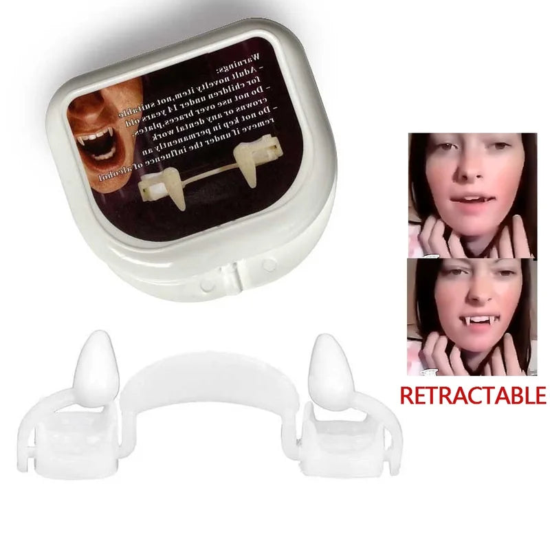 Realistic Vampire Fake Teeth - Halloween Cosplay Prop with Retractable Design