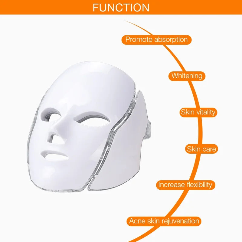 7 Colors LED Face & Neck Mask for Anti-Aging Skin Rejuvenation Brightening