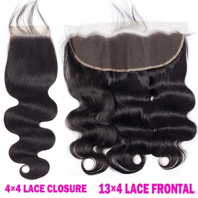 Remy Human Hair Lace Frontal Closure 4x4 Water Wave & Kinky Curly Transparent 13x4 Pre Plucked