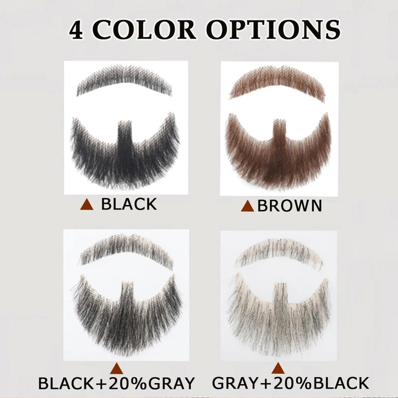 Realistic Fake Beard & Mustache - Human Hair, Invisible Lace, Cosplay Accessory