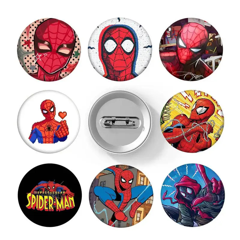 Round Badge Brooch for Clothing Backpack Accessories - Spider Man Cartoon Design