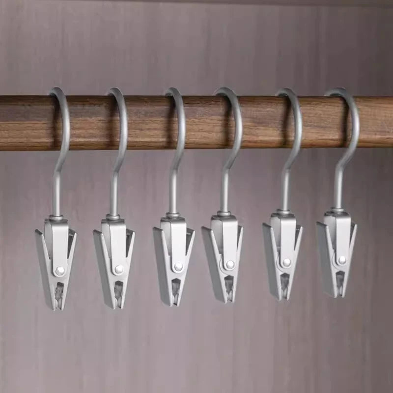 6-Pack Multipurpose Metal Hook Clips for Clothes & Hat Storage