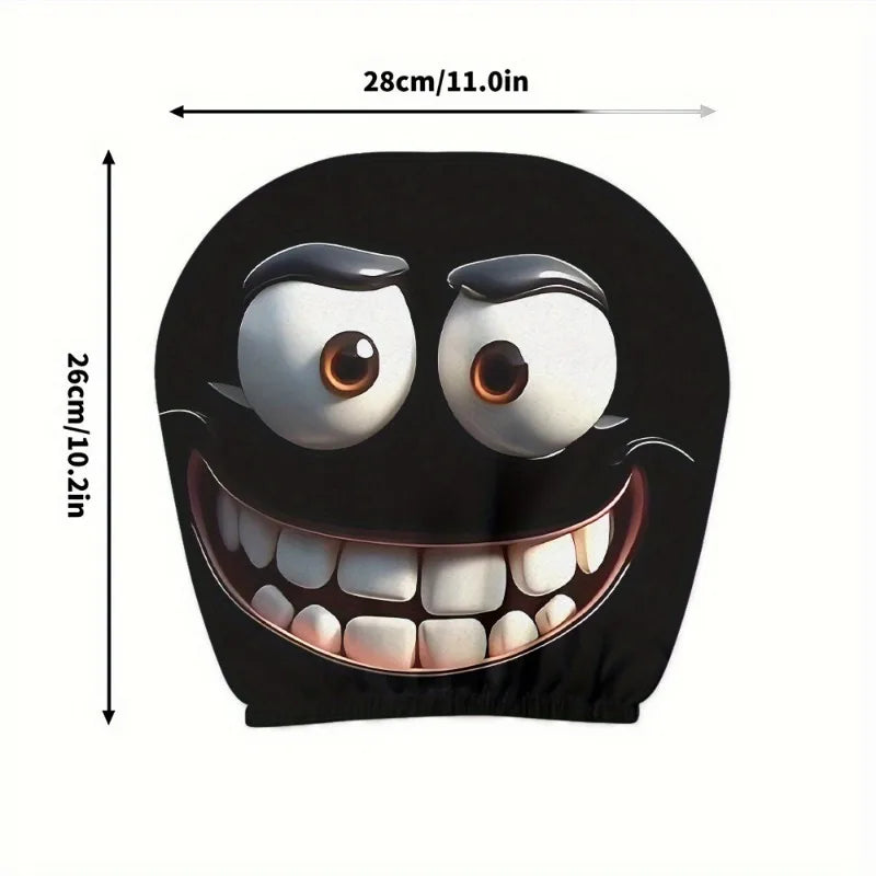 2Pcs Cartoon Big-Eyed Car Headrest Covers, Universal Fit for Travel & Daily Use