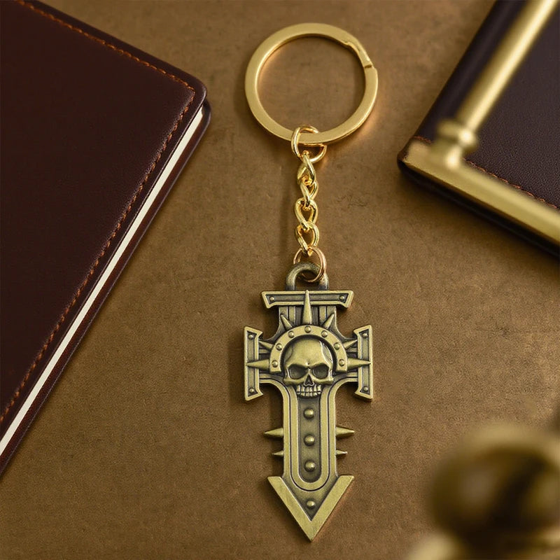 Warhammer 40K Skull Cross Keychain Unbreakable Expedition Pendant Gift