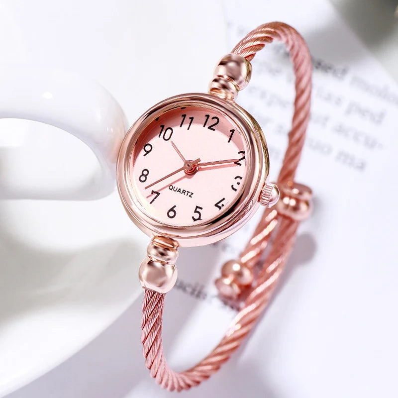Elegant Women’s Gold Bracelet Watch with Small Dial and Quartz Movement