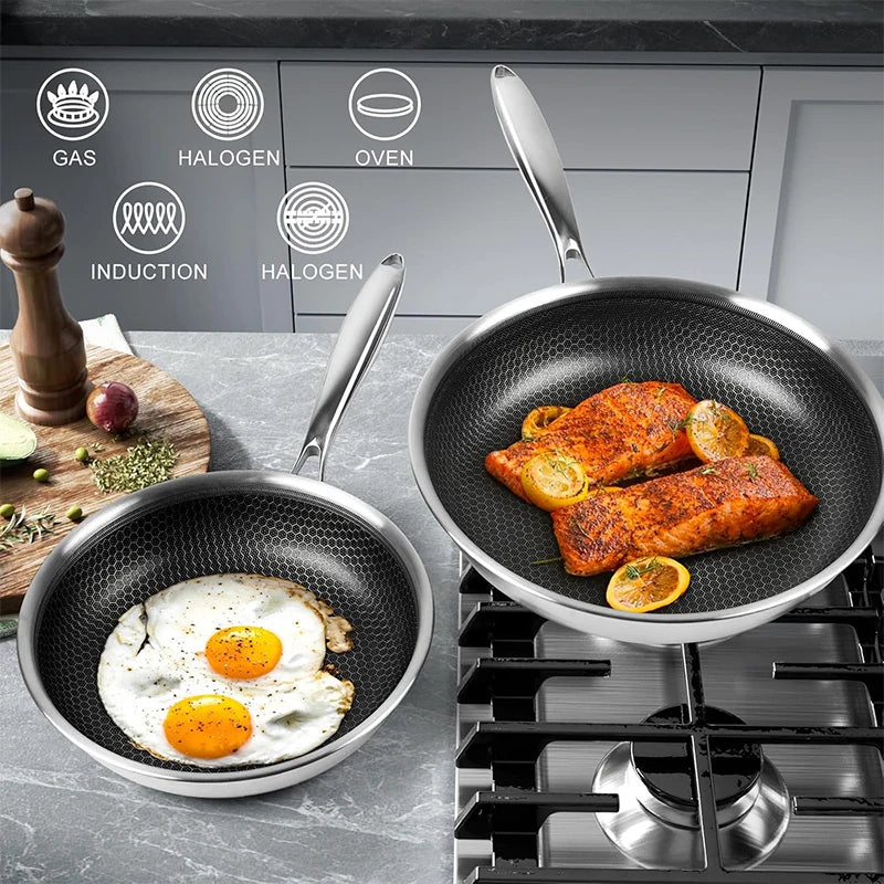 Nonstick Frying Pan 20-28cm Stainless Steel Skillet PFOA Free Kitchen Cookware