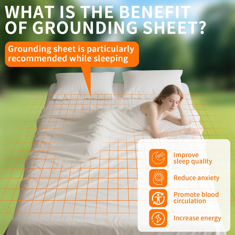 Grounding Bed Sheet for Better Sleep Organic Cotton Silver Fiber Earth Energy Mat