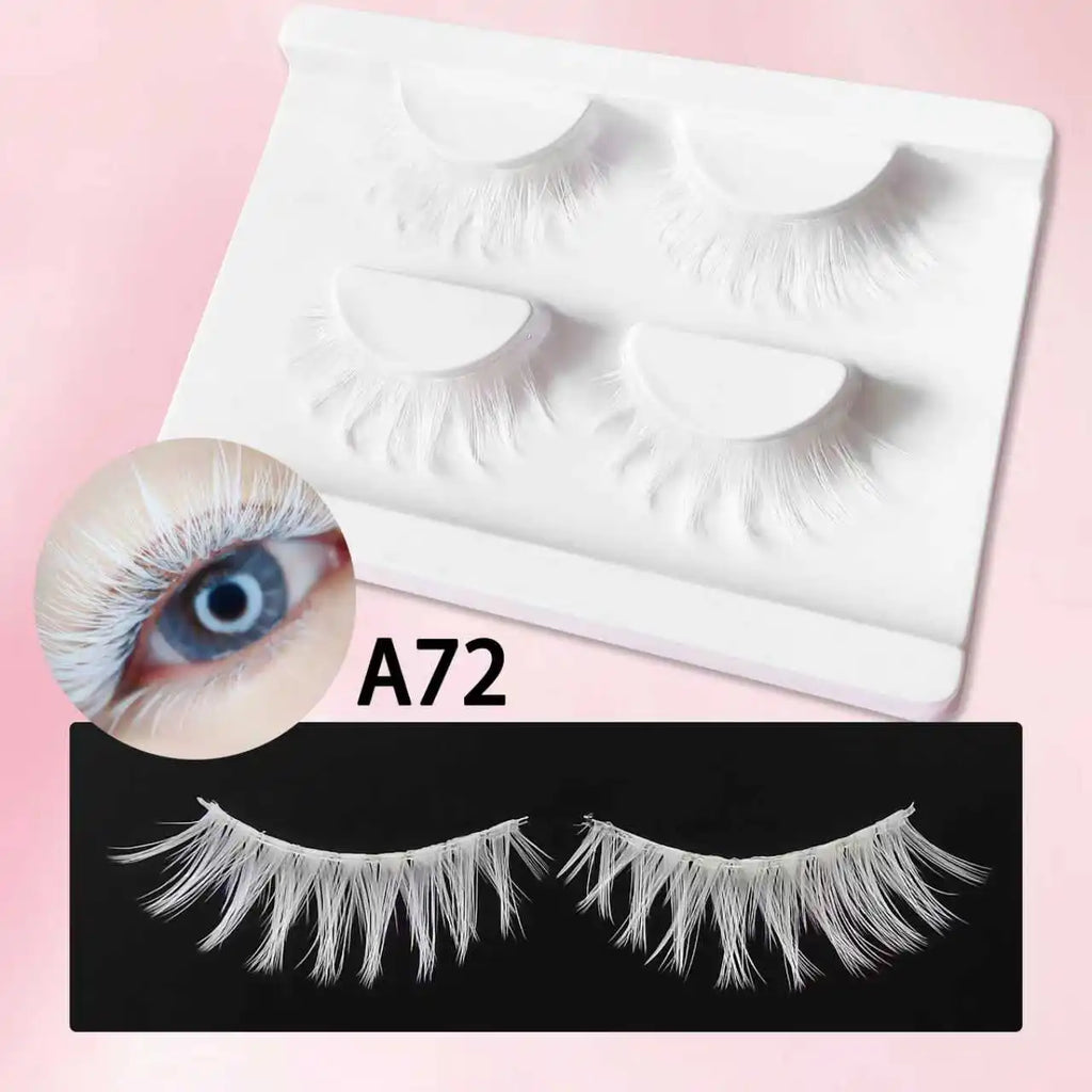 False Eyelashes 2 Pairs White Faux Mink Natural Look for Wedding & Cosplay