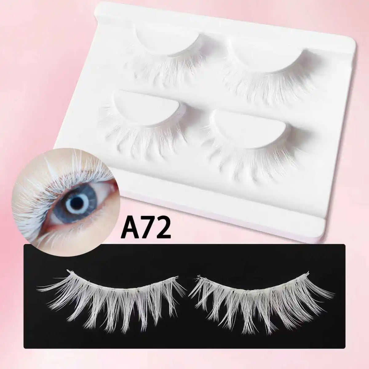 False Eyelashes 2 Pairs White Faux Mink Natural Look for Wedding & Cosplay