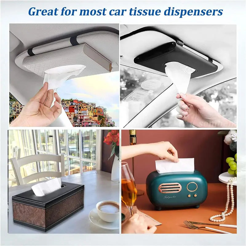 Car Tissue Refill Pack - Disposable Facial Tissues for Car & Travel, Soft & Comfortable, Multiple Sizes