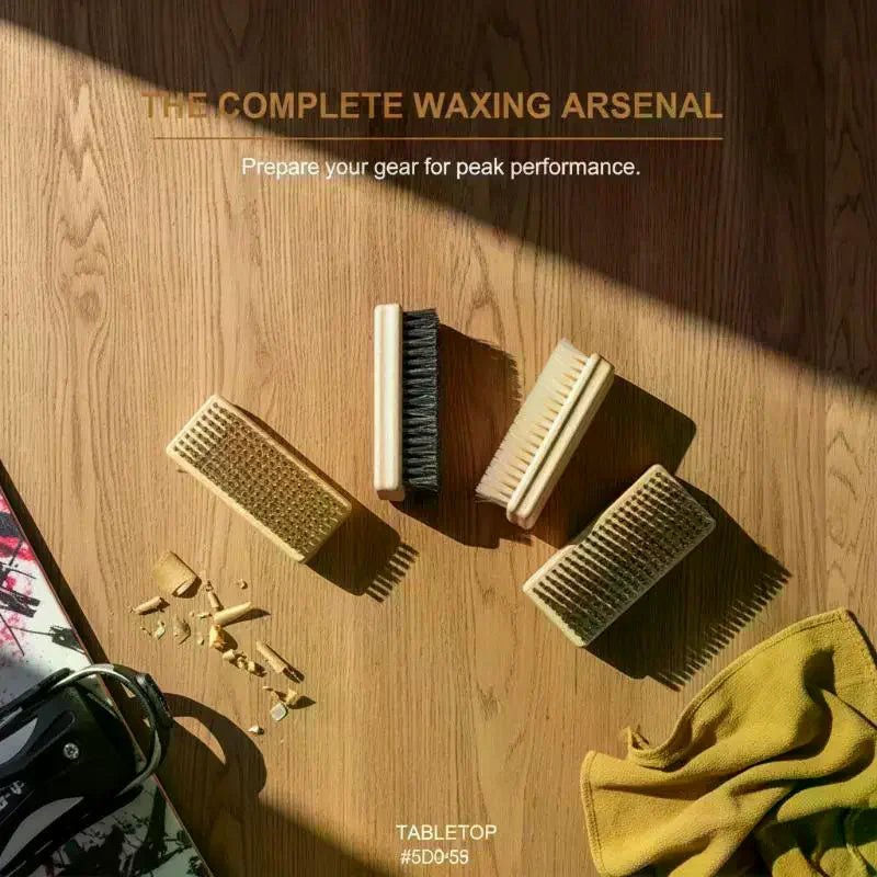Ski & Snowboard Wax Brush Set with Brass, Nylon & Horsehair Brushes for Tuning