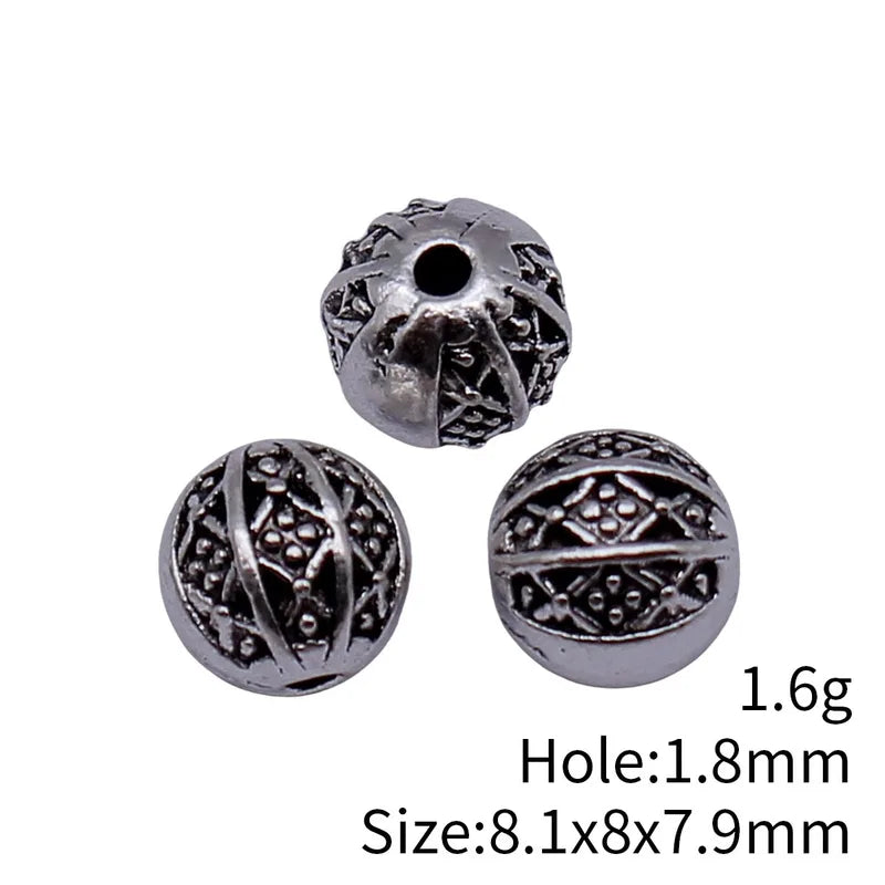 Geometric Rhombus Pattern Spherical Beads Set - 8.1x8x7.9mm 3 Colors