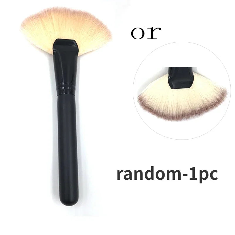 Large Fan Makeup Brush for Foundation Blush Highlighter Powder - Soft Cosmetic Brush